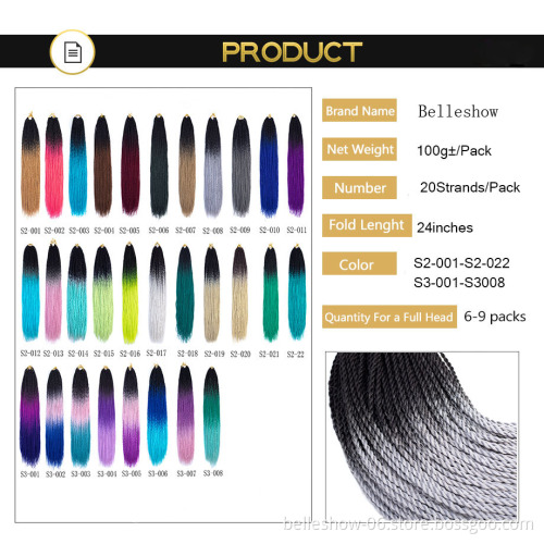 Hot sell 22 inch different colors Crochet Senegalese Twist ombre senegalese crochet braid twist crochet twist weave